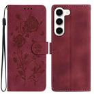 For Samsung Galaxy S23+ 5G Rose Flower Embossing Pattern Leather Phone Case(Red) - 1