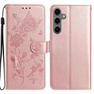 For Samsung Galaxy S24 FE 5G Rose Flower Embossing Pattern Leather Phone Case(Rose Gold) - 1
