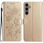 For Samsung Galaxy S24+ 5G Rose Flower Embossing Pattern Leather Phone Case(Gold) - 1