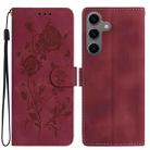 For Samsung Galaxy S24+ 5G Rose Flower Embossing Pattern Leather Phone Case(Red) - 1