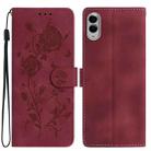 For Samsung Galaxy S25 Edge 5G Rose Flower Embossing Pattern Leather Phone Case(Red) - 1