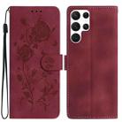 For Samsung Galaxy S25 Ultra 5G Rose Flower Embossing Pattern Leather Phone Case(Red) - 1