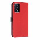 For OPPO A16 Metal Bow Leather Phone Case with Hand Strap(Red) - 3