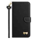 For OPPO A16 Metal Bow Leather Phone Case with Hand Strap(Black) - 2