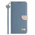 For OPPO A36 4G / A76 / A96 Metal Bow Leather Phone Case with Hand Strap(Light Blue) - 2