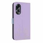 For OPPO A58 4G Global Metal Bow Leather Phone Case with Hand Strap(Purple) - 3