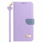 For OPPO Reno11 F / F21 Pro India Metal Bow Leather Phone Case with Hand Strap(Purple) - 2