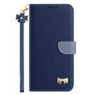 For OPPO Reno12 5G Global Metal Bow Leather Phone Case with Hand Strap(Dark Blue) - 2