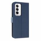 For OPPO Reno12 5G Global Metal Bow Leather Phone Case with Hand Strap(Dark Blue) - 3