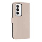 For OPPO Reno12 5G Global Metal Bow Leather Phone Case with Hand Strap(Apricot) - 3
