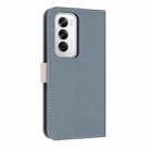 For OPPO Reno12 5G Global Metal Bow Leather Phone Case with Hand Strap(Light Blue) - 3