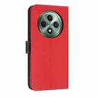 For OPPO Reno12 F Global Metal Bow Leather Phone Case with Hand Strap(Red) - 3