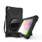 For Samsung Tab A 8.0(2019) T290 / T295 Shockproof Colorful Silicone + PC Protective Case with Holder & Hand Grip Strap(Black) - 1