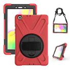 For Samsung Tab A 8.0(2019) T290 / T295 Shockproof Colorful Silicone + PC Protective Case with Holder & Hand Grip Strap(Red) - 1