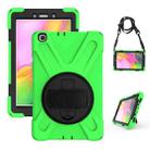 For Samsung Tab A 8.0(2019) T290 / T295 Shockproof Colorful Silicone + PC Protective Case with Holder & Hand Grip Strap(Green) - 1