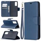 For Samsung Galaxy S20 FE 5G / S20 Lite Lambskin Texture Pure Color Horizontal Flip PU Leather Case with Holder & Card Slots & Wallet & Lanyard(Blue) - 1