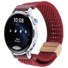 22mm Magnetic Buckle Breathable Knitted Nylon Watch Band(Wine Red) - 1