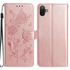 For Samsung Galaxy F06 Rose Flower Embossing Pattern Leather Phone Case(Rose Gold) - 1