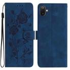 For Samsung Galaxy F06 Rose Flower Embossing Pattern Leather Phone Case(Dark Blue) - 1