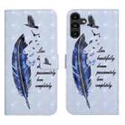 For Samsung Galaxy A17 5G Oil Embossed 3D Drawing Leather Phone Case(Blue Feather) - 1
