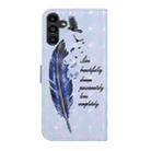 For Samsung Galaxy A17 5G Oil Embossed 3D Drawing Leather Phone Case(Blue Feather) - 3