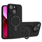 For iPhone 13 Liquid Silicone MagSafe Holder Phone Case(Black) - 1