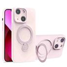 For iPhone 13 Liquid Silicone MagSafe Holder Phone Case(Pink White) - 1