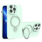 For iPhone 13 Pro Liquid Silicone MagSafe Holder Phone Case(Mint Green) - 1