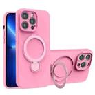 For iPhone 13 Pro Liquid Silicone MagSafe Holder Phone Case(Rose Pink) - 1