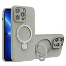 For iPhone 13 Pro Max Liquid Silicone MagSafe Holder Phone Case(Titanium) - 1