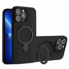 For iPhone 13 Pro Max Liquid Silicone MagSafe Holder Phone Case(Black) - 1