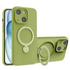 For iPhone 15 Liquid Silicone MagSafe Holder Phone Case(Green) - 1