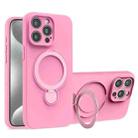 For iPhone 15 Pro Liquid Silicone MagSafe Holder Phone Case(Rose Pink) - 1