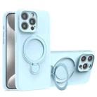 For iPhone 15 Pro Max Liquid Silicone MagSafe Holder Phone Case(Sky Blue) - 1
