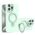 For iPhone 15 Pro Max Liquid Silicone MagSafe Holder Phone Case(Mint Green) - 1