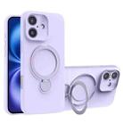 For iPhone 16 Liquid Silicone MagSafe Holder Phone Case(Purple) - 1