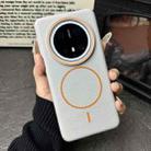 For Huawei Mate 70 Pro / 70 Pro+ Thin Circle MagSafe Litchi Grain TPU Phone Case(Grey Orange) - 2