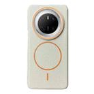 For Huawei Mate 70 Thin Circle MagSafe Litchi Grain TPU Phone Case(White Orange) - 1