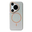 For Huawei Pura 70 Pro / 70 Pro+ Thin Circle MagSafe Litchi Grain TPU Phone Case(Grey Orange) - 1