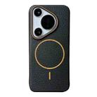 For Huawei Pura 70 Pro / 70 Pro+ Thin Circle MagSafe Litchi Grain TPU Phone Case(Black Orange) - 1