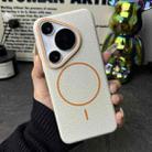 For Huawei Pura 70 Pro / 70 Pro+ Thin Circle MagSafe Litchi Grain TPU Phone Case(White Orange) - 2