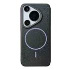 For Huawei Pura 70 Pro / 70 Pro+ Thin Circle MagSafe Litchi Grain TPU Phone Case(Black Purple) - 1