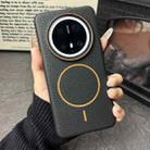 For Huawei Mate 60 Thin Circle MagSafe Litchi Grain TPU Phone Case(Black Orange) - 2