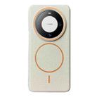 For Huawei Mate 60 Thin Circle MagSafe Litchi Grain TPU Phone Case(White Orange) - 1