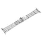For Apple Watch 46mm / 49mm / 45mm / 44mm Three Beads Ceramics 18mm Steel Watch Band(Silver White) - 3