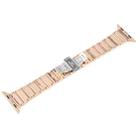 For Apple Watch 42mm / 41mm / 40mm / 38mm Three Beads Ceramics 18mm Steel Watch Band(Rose Gold White) - 3