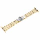 For Apple Watch 42mm / 41mm / 40mm / 38mm Three Beads Ceramics 18mm Steel Watch Band(Gold White) - 3
