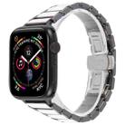 For Apple Watch 42mm / 41mm / 40mm / 38mm Three Beads Ceramics 18mm Steel Watch Band(Black White) - 1