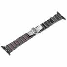 For Apple Watch 42mm / 41mm / 40mm / 38mm Three Beads Ceramics 18mm Steel Watch Band(Black White) - 3