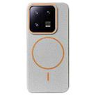 For Xiaomi 13 Thin Circle MagSafe Litchi Grain TPU Phone Case(Grey Orange) - 1